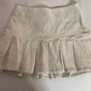 Forever 21 Ivory Pleated Corduroy Skirt